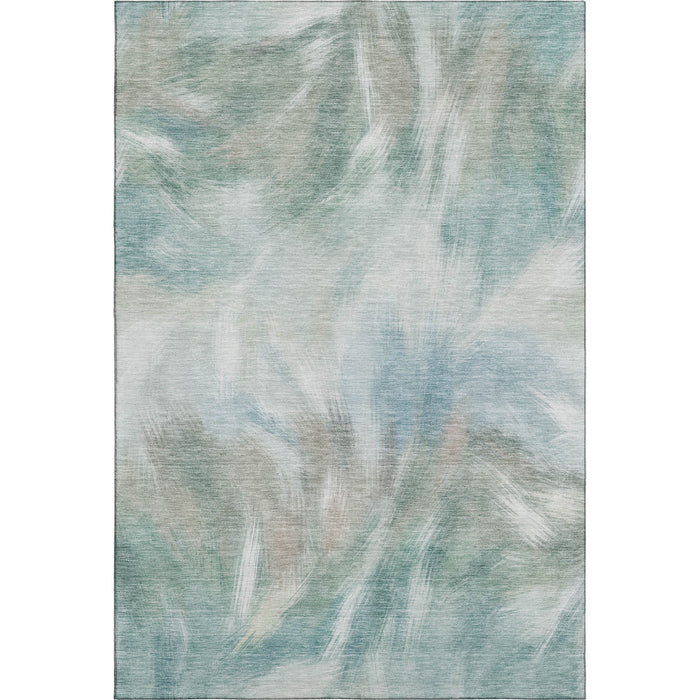 10' X 14' Abstract Washable Area Rug With UV Protection (717693) - Sky Blue / Ivory