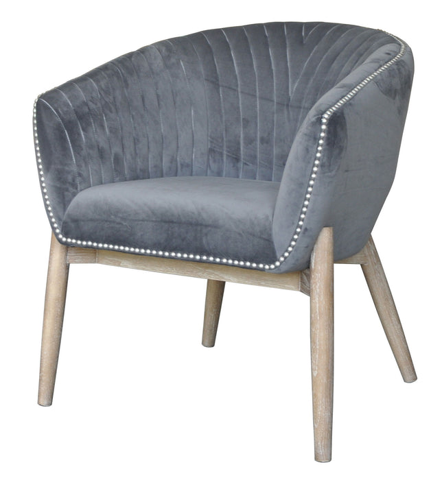 28" Velvet Arm Chair - Gray / Brown