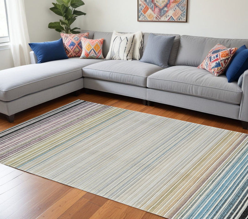 7.9' x 7.9' Abstract Distressed Area Rug - Beige And Blue
