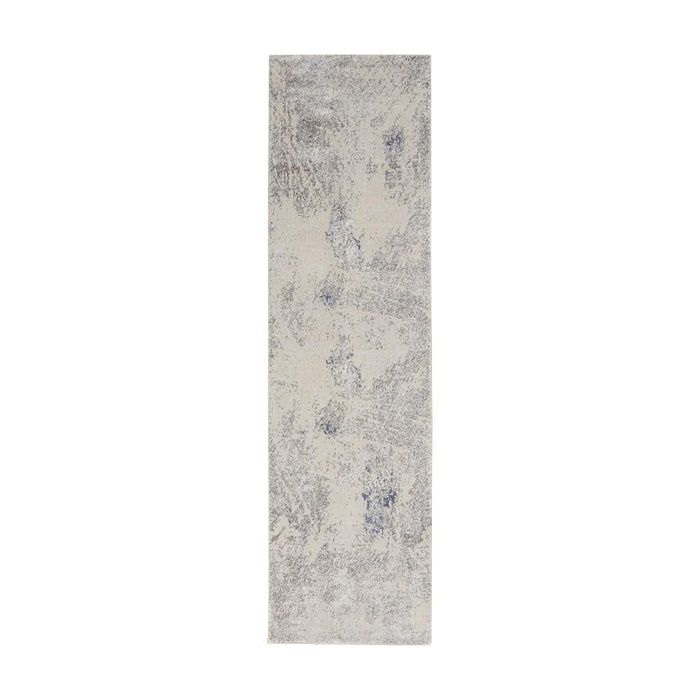 8' Abstract Non Skid Runner Rug (552480) - Ivory / Blue / Gray