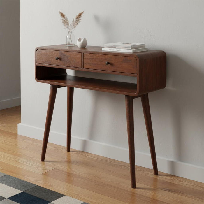 Solid Wood Solid Console Table With Shelf With Drawer (723401) - Brown