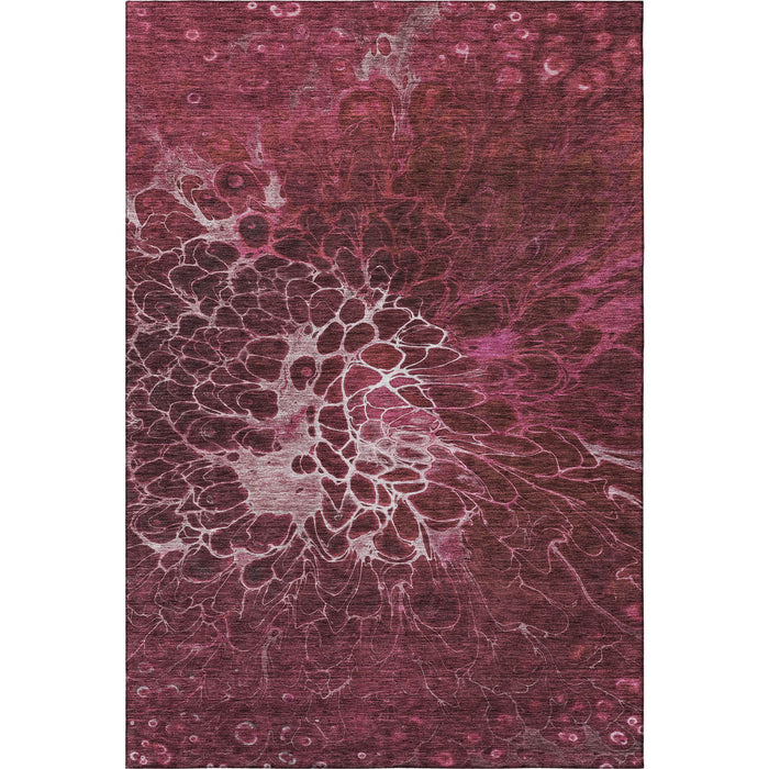 10' X 14' Abstract Washable Area Rug With UV Protection (654572) - Merlot / Silver