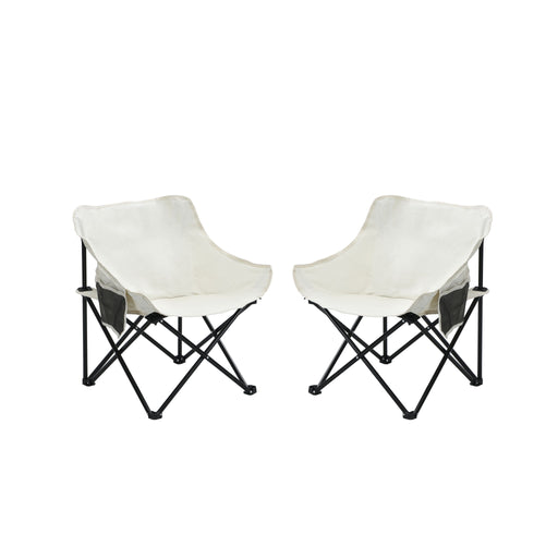 Giga outdoor camping chair set with two portable, folding chairs featuring durable steel frames and comfortable seating.