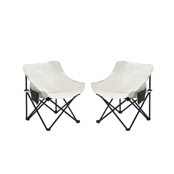 Giga outdoor camping chair set with two portable, folding chairs featuring durable steel frames and comfortable seating.