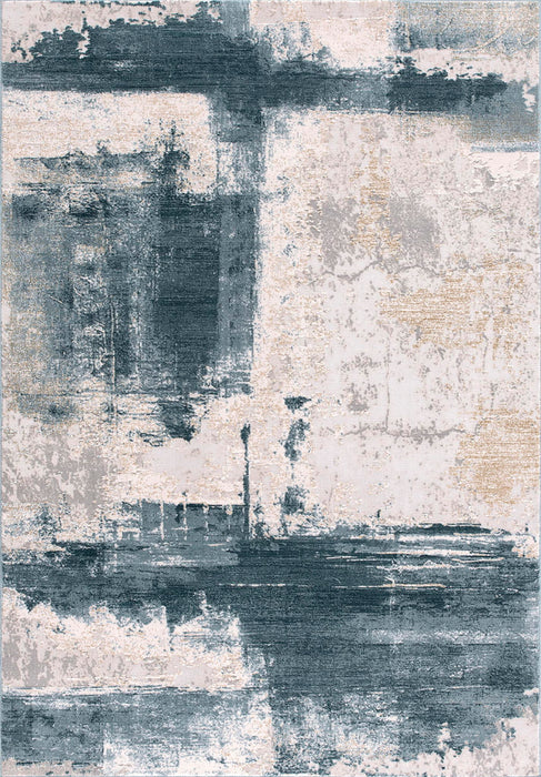 2' X 2' Abstract Square Rug (610364) - Blue / Beige / Gray