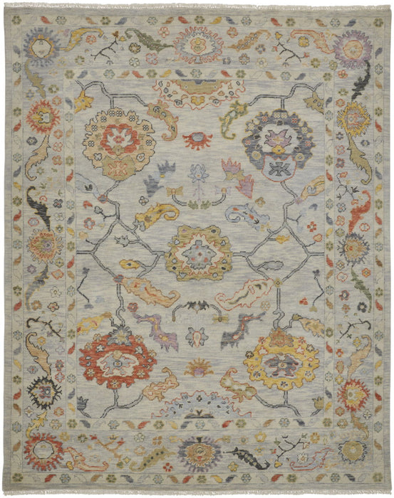 12' X 15' Wool Oriental Hand Knotted Area Rug With Fringe - Gray And Yellow