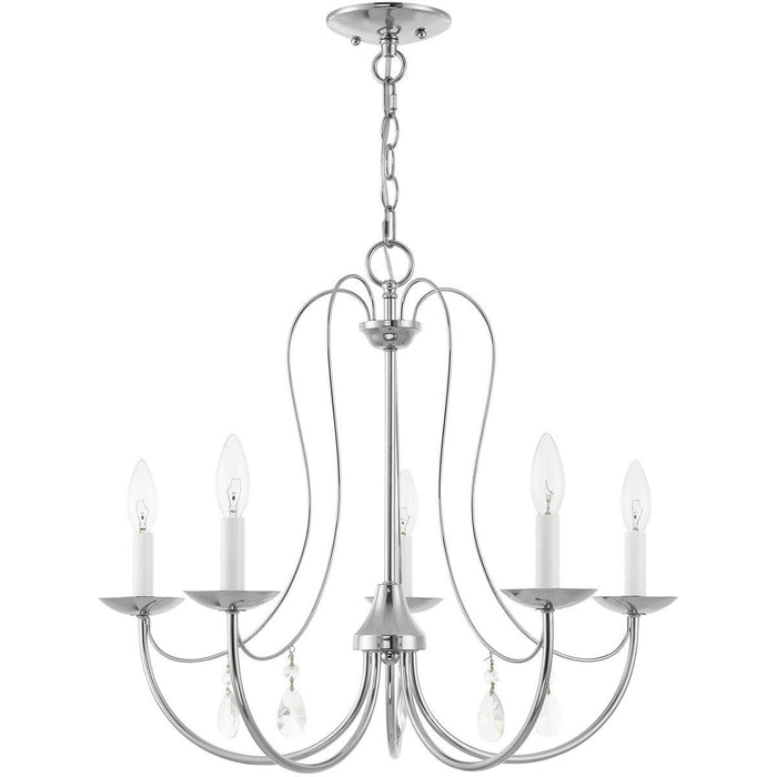 Five Light Dimmable Chandelier With Shades - Silver