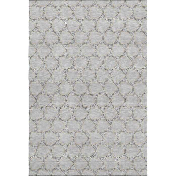 10' X 14' Geometric Washable Area Rug With UV Protection (676050) - Gray / Gold