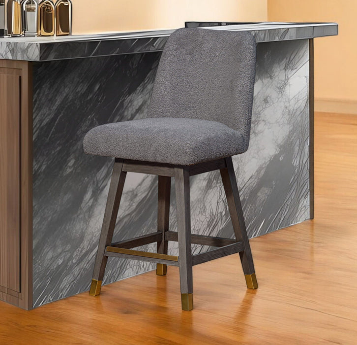 26" Solid Wood Swivel Bar Height Bar Chair - Gray