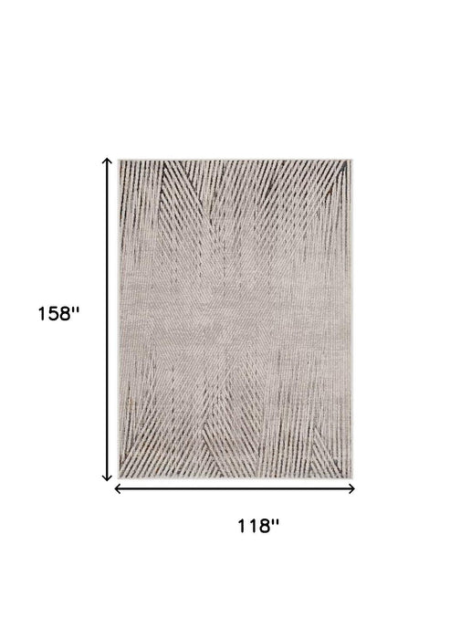 10' x 13' Machine Woven Geometric Lines Indoor Area Rug - Ivory Gray