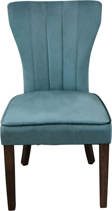 Upholstered Velvet Dining Parsons Chairs (Set of 2) - Teal Blue / Brown