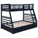 CoasterEssence Ashton navy blue wood twin-over-full bunk bed with two drawers