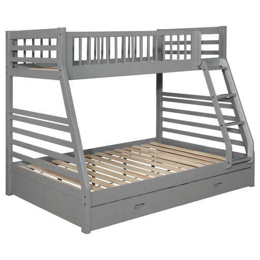 CoasterEssence Ashton grey wood twin over full bunk bed with two drawers