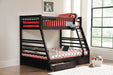 CoasterEssence Ashton cappuccino wood twin-over-full bunk bed with two drawers
