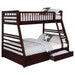 CoasterEssence Ashton cappuccino wood twin-over-full bunk bed with two drawers