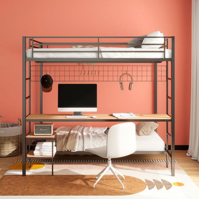 Bettoni Full-Over-Twin Workstation Bunk Bed Matte Black