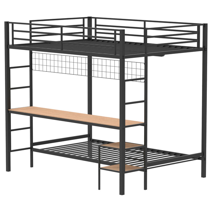 Bettoni Full-Over-Twin Workstation Bunk Bed Matte Black