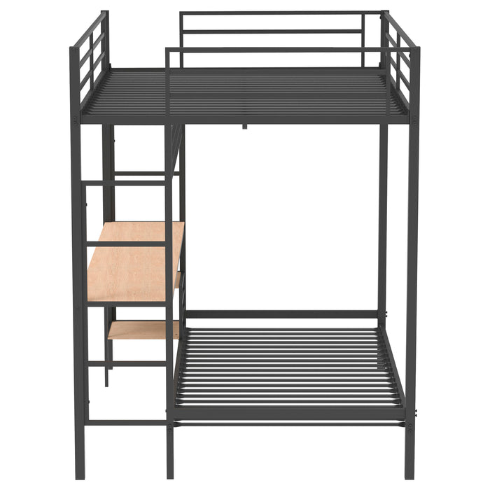 Bettoni matte black full-over-twin workstation bunk bed with integrated desk and storage by CoasterEveryday