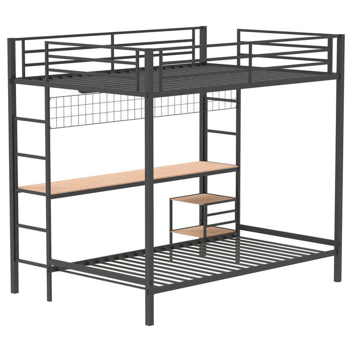 Bettoni full-over-twin workstation bunk bed in matte black by CoasterEveryday
