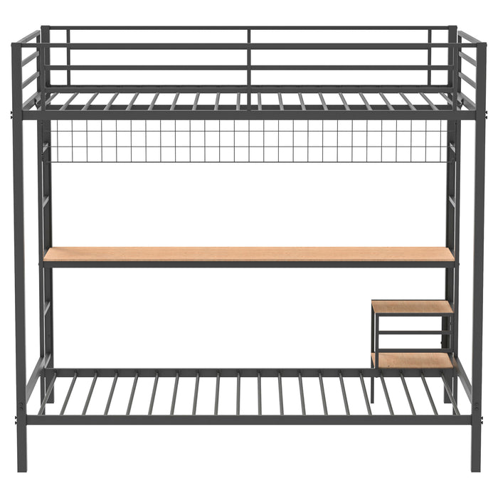 Bettoni Full-Over-Twin Workstation Bunk Bed Matte Black