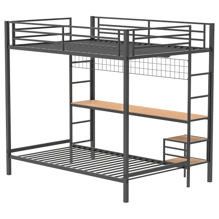 Bettoni full-over-twin workstation bunk bed in matte black by CoasterEveryday