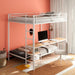 CoasterEveryday Bettoni matte white full-over-twin workstation bunk bed with integrated desk and ladder