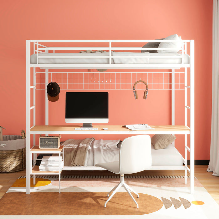 Bettoni Full-Over-Twin Workstation Bunk Bed Matte White