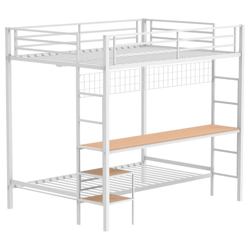 Bettoni Full-Over-Twin Workstation Bunk Bed by CoasterEveryday in matte white finish