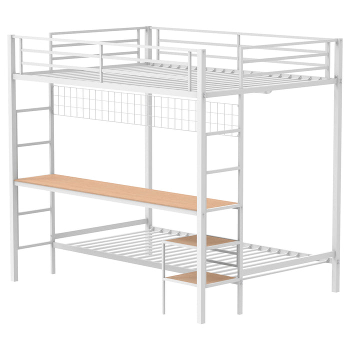 Bettoni matte white full-over-twin workstation bunk bed by CoasterEveryday