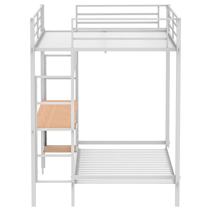 Matte white Bettoni full-over-twin workstation bunk bed by CoasterEveryday