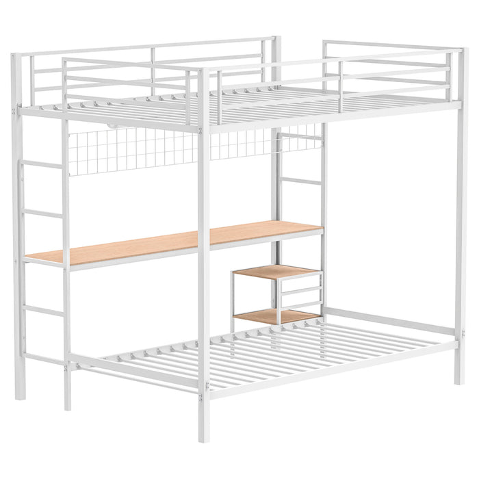 Bettoni full-over-twin workstation bunk bed in matte white by CoasterEveryday