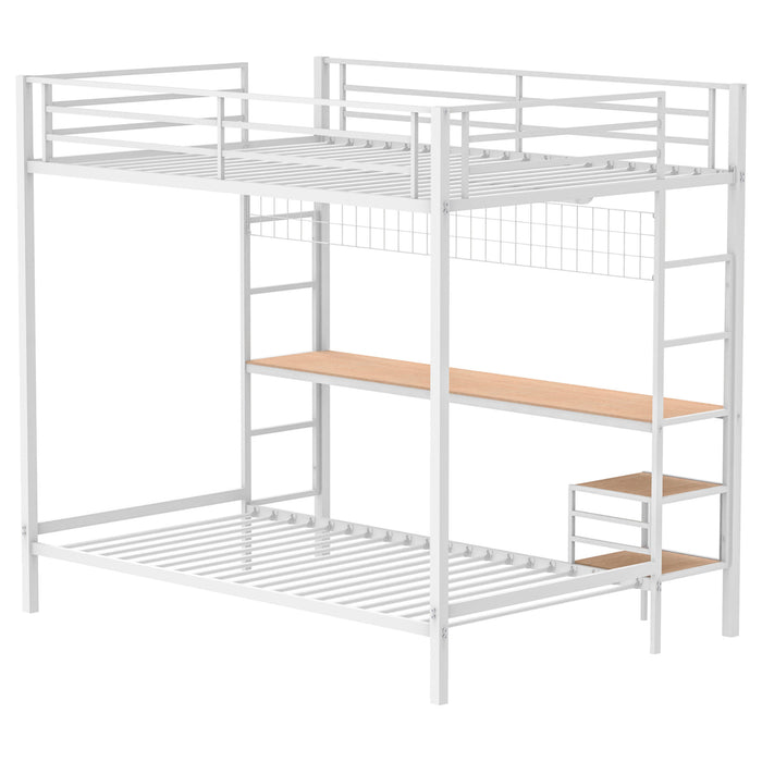 Bettoni Full-Over-Twin Workstation Bunk Bed Matte White