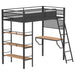 CoasterEveryday Campus Metal Twin Loft Bed with integrated desk in matte black, featuring a sturdy metal frame and workspace.