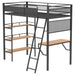 CoasterEveryday metal twin loft bed with integrated desk in matte black, showcasing sturdy frame and workspace underneath.