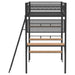 CoasterEveryday campus metal twin loft bed with integrated desk in matte black, showcasing sturdy metal frame and workspace.