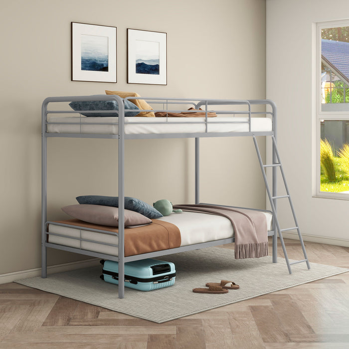 Carson Twin-Over-Twin Steel Bunk Bed with Angled Ladder Glossy Silver