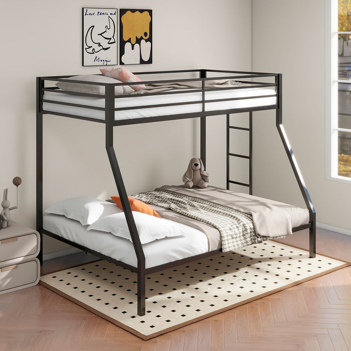 Alevera Twin-Over-Full Steel Bunk Bed with Ladder Matte Black