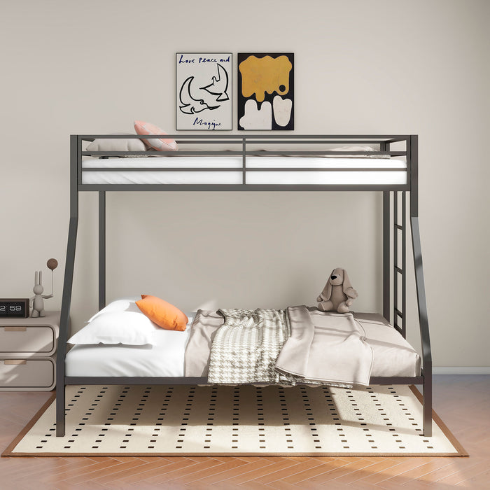 Alevera Twin-Over-Full Steel Bunk Bed with Ladder Matte Black