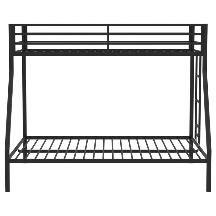 Alevera Twin-Over-Full Steel Bunk Bed with Ladder Matte Black