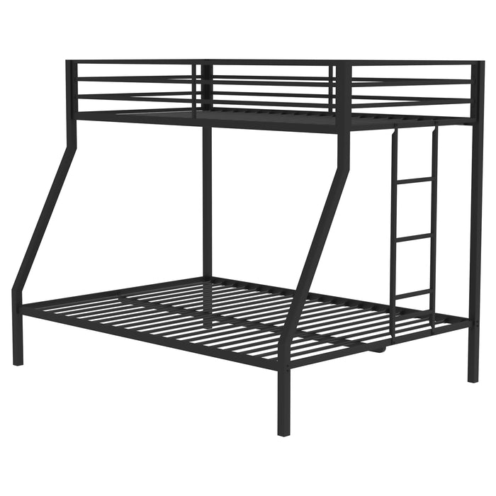Alevera Twin-Over-Full Steel Bunk Bed with Ladder Matte Black