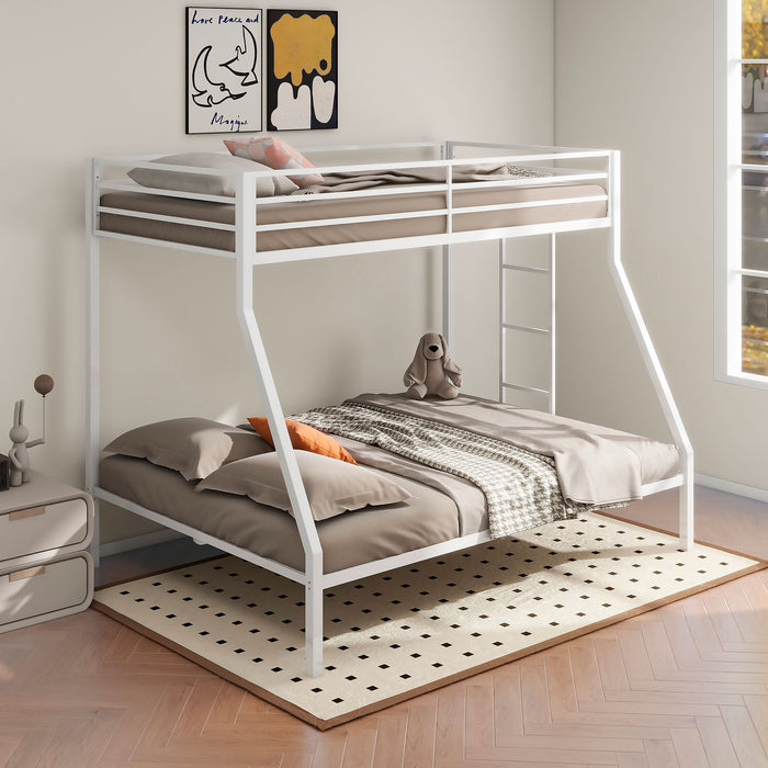 Alevera Twin-Over-Full Steel Bunk Bed with Ladder Matte White