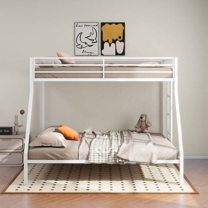 Alevera Twin-Over-Full Steel Bunk Bed with Ladder Matte White