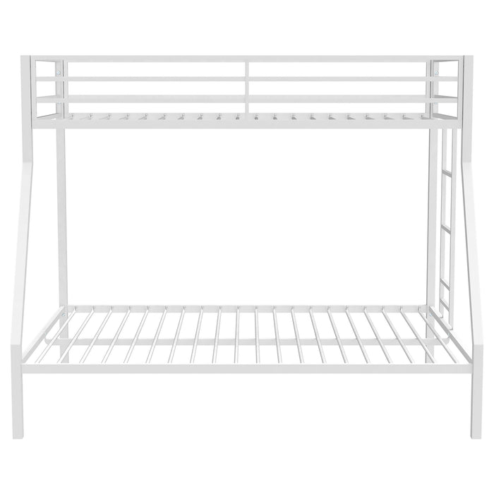 Alevera Twin-Over-Full Steel Bunk Bed with Ladder Matte White
