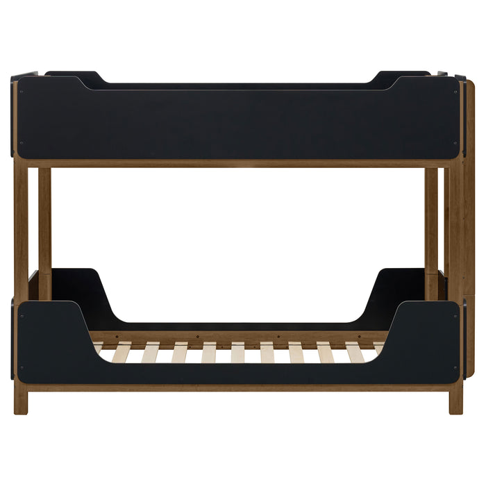 Morris Twin Over Twin Wood Bunk Bed Black and Walnut