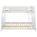 White Holden wood veneer twin over full bunk bed with built-in guardrails and ladder, made of sleek wood veneer for modern bedrooms.