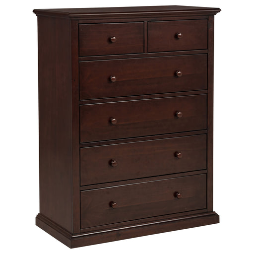 Sumerlin 6-drawer bedroom chest of drawers in cappuccino by CoasterEveryday