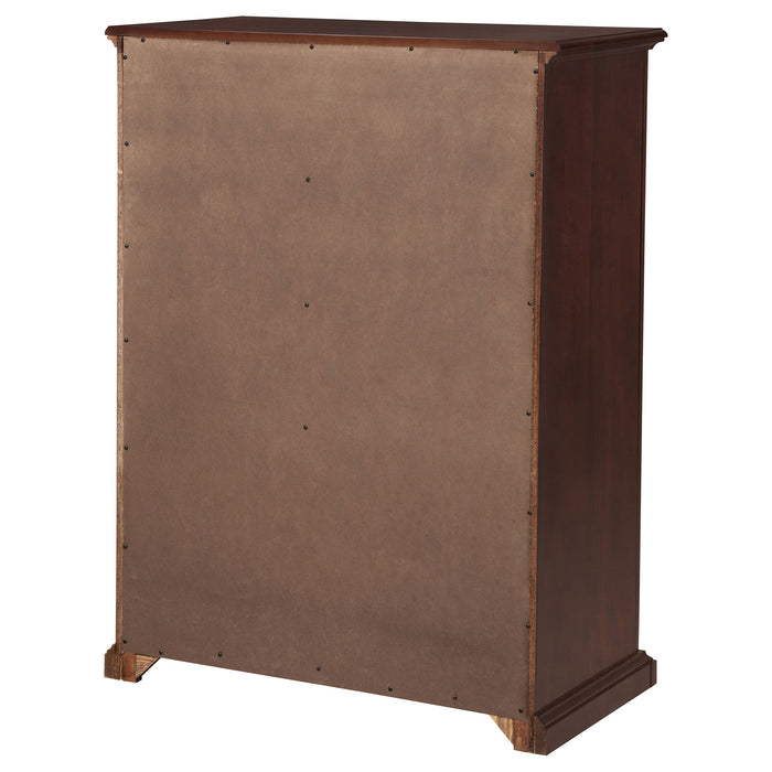 Sumerlin 6-drawer bedroom chest of drawers in cappuccino finish, CoasterEveryday furniture with sleek design and spacious storage.
