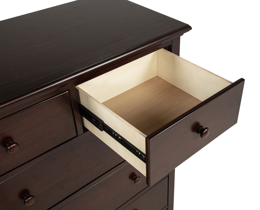 CoasterEveryday Sumerlin 6-drawer bedroom chest of drawers in cappuccino finish, showcasing sleek furniture design and ample storage space.