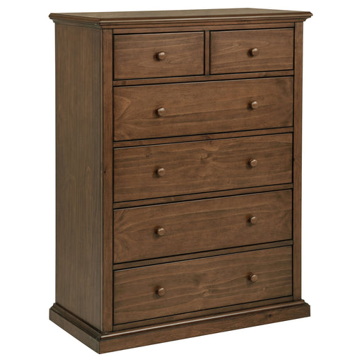 Sumerlin 6-drawer bedroom chest of drawers in medium brown by CoasterEveryday