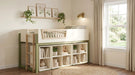 CoasterEveryday Evren twin storage loft bed 4-piece set with bookcases in a tri-tone finish